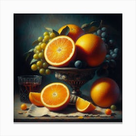 Citrus Symphony: A Still Life Painting of Oranges Canvas Print