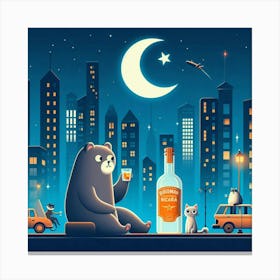 Bear In The City 4 Canvas Print