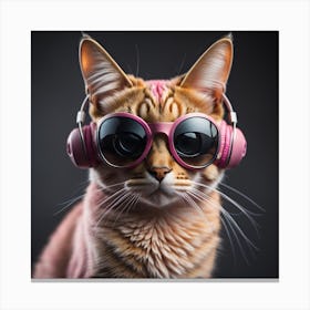 Cat With Headphones 3 Canvas Print