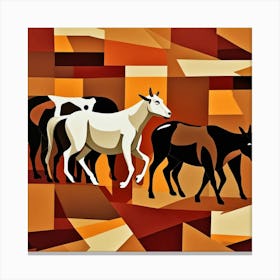 Cattle On The Move Cubism Style Canvas Print