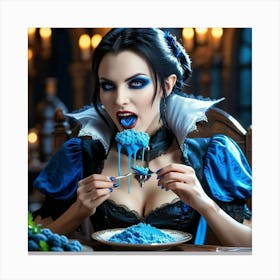 Blue Haired Beauty Canvas Print