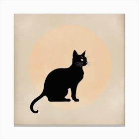 Silhouette Of A Black Cat Canvas Print