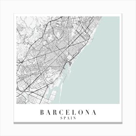 Barcelona Spain Street Map Color Minimal Square Canvas Print
