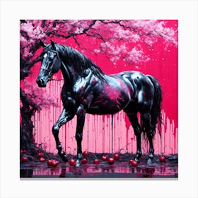 Cherry Blossom and a Horse Canvas Print