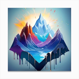 Abstract Mountain Landscape Watercolor splash Monochromatic Canvas Print
