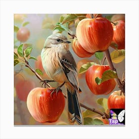 Bird In The Apple Tree 1 Canvas Print