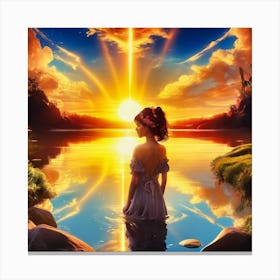 Girl In The Water Canvas Print