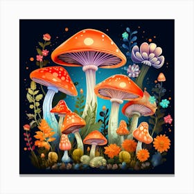 Mushrooms In The Forest 91 Canvas Print