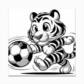 Tiger Playing Soccer Canvas Print