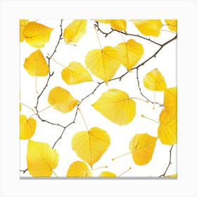 Seamless Pattern Of Golden Aspen Tree Leaves Canvas Print