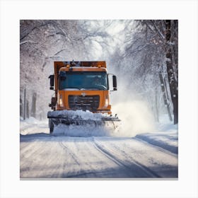 Snow Plow Driving In The Snow 2 Canvas Print