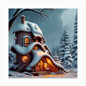 House In The Snow 2 Canvas Print