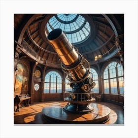 Astronomical Telescope In A Museum Canvas Print