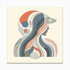 The Woman with Hat - Abstract Minimal Color Illustration Canvas Print