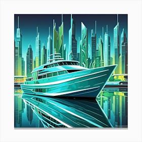 Futuristic Ocean Going Vessel Cubism Style Canvas Print