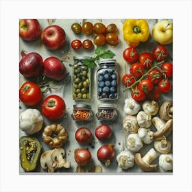 Vegetables In Jars Tile Canvas Print