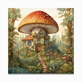 Fairytale Fantasy Kids Art Mushroom House Wall Art Print Canvas Print
