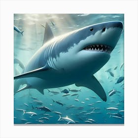 A Great White Shark In His Natural Habitat 1 Canvas Print