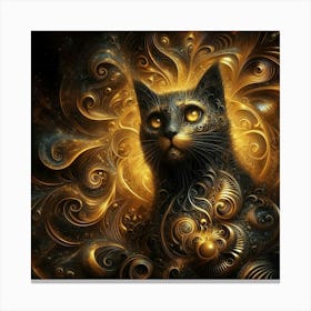 Cat In A Golden Swirl Canvas Print