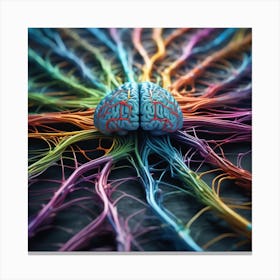 Brain With Colorful Wires 6 Canvas Print