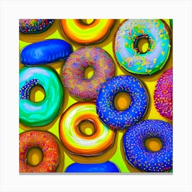 Colorful Donuts Yellow Canvas Print