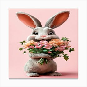 Bunny With Flowers 1 Canvas Print