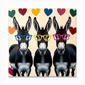 Donkeys With Glasses 4 Canvas Print