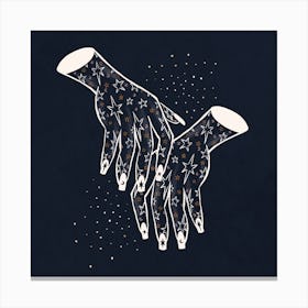 Sparkly Hands Square Canvas Line Art Print