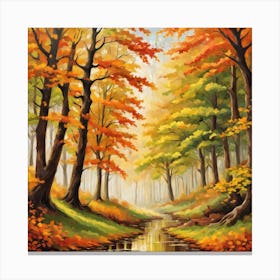 Forest In Autumn In Minimalist Style Square Composition 40 Canvas Print