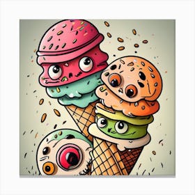 Ice Cream Monsters Canvas Print