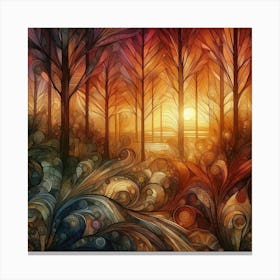 Sunset In The Forest 8 Canvas Print