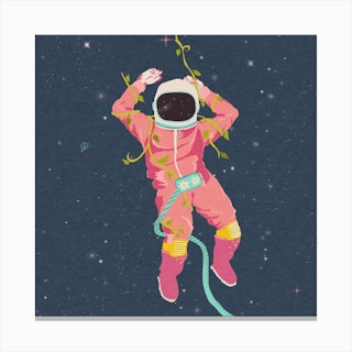 The Flying Astronaut Square Canvas Print