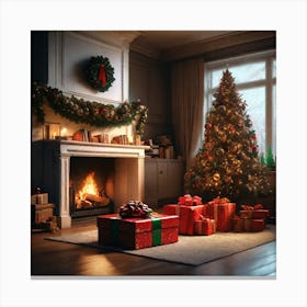 Christmas Tree In The Living Room 77 Canvas Print
