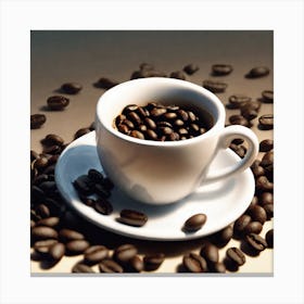 Coffee Cup With Coffee Beans 16 Canvas Print
