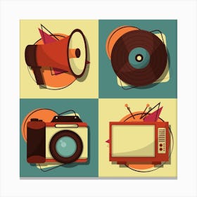 Retro Icon Set Canvas Print