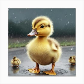 Ducks In The Rain 5 Canvas Print