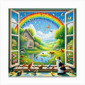 Rainbow At The Window Canvas Print