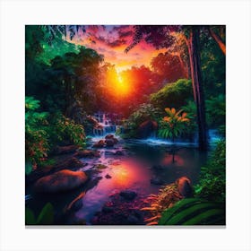 Sunset In The Jungle 4 Canvas Print