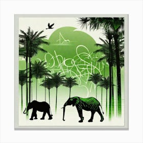 Green elephant palm trees Canvas Print