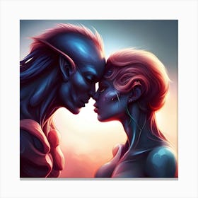 Aliens In Love Canvas Print