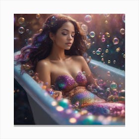 Mermaid In A Bubble Bath Canvas Print