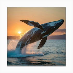 Humpback Whale Jumping Out Of The Water 9 Canvas Print