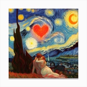 Starry Night Love Is Love Van Gogh Canvas Print
