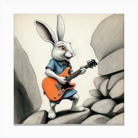 Rabbit Playing Guitar 6 Canvas Print