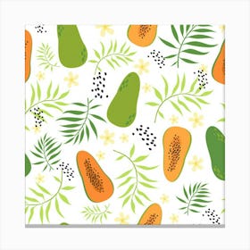 Seamless Pattern With Papaya Canvas Print