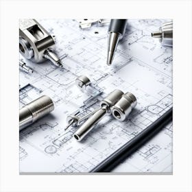 Engineering Tools On Blueprints Canvas Print