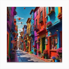 Colorful Street In Mexico City Canvas Print