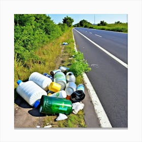 Roadside Rubbish Litter Trash Debris Pollution Garbage Waste Environment Pollution Environ (12) Canvas Print