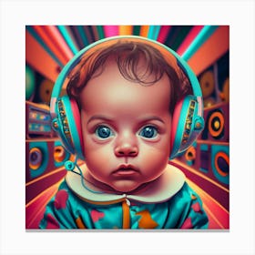 Baby Listening To Music 3 Canvas Print