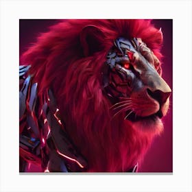 Red Cyber Robot Lion Canvas Print
